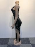 SC Sexy Hot Drill Split Tight Maxi Dress NY-2931