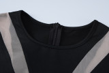 SC Mesh Patchwork Zipper Casual Jumpsuit BLG-P3B14792K