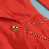 SC Fashion Pleated Splicing Blazer Midi Dress NY-10671