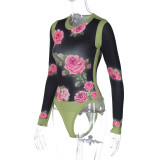 SC Fashion Print Long Sleeve Bodysuit BLG-P3B14711K