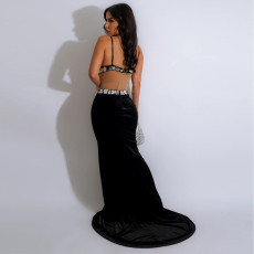 SC Sexy Backless Sling Sequin Fishtail Dress MUE-8036