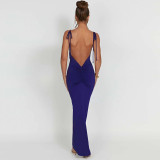 SC Backless Pleated Sling Maxi Dress BLG-D3612994A