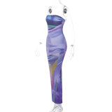SC Fashion Print Backless Tube Top Maxi Dress BLG-D3512628K