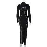 SC Solid Color Long Sleeve Maxi Dress BLG-D3713317A