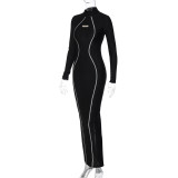 SC Solid Color Long Sleeve Maxi Dress BLG-D3713317A