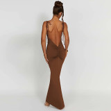 SC Backless Pleated Sling Maxi Dress BLG-D3612994A