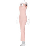 SC Solid Color Sling Slim Split Maxi Dress BLG-D3512877A