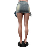 SC Fashion Slim Belted Denim Skirt MEM-88545