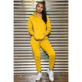 SC Solid Color Hooded Sweatshirts Sport Two Piece Set XHAF-10169