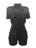 SC Short Sleeve Solid Shirt And Shorts 2 Piece Set YUF-90127