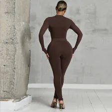 SC Padded Long Sleeve Bodysuit Two Piece Pants Set BLG-S3C15108A