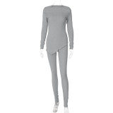 SC Long Sleeve Irregular Tops And Pants 2 Piece Set BLG-S3B15039W