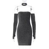 SC Long Sleeve Tube Tops Mini Dress BLG-D3B15005K