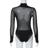 SC Mesh Patchwork See Through Bodysuit BLG-P3C15114K