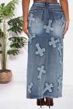 SC Fashion Embroider Long Sleeve Irregular Skirt Denim 2 Piece Set NYF-8159