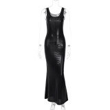 SC U Neck Sleeveless Split Maxi Dress BLG-D3C15181K