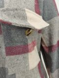 SC Plus Size Loose Plaid Mauney Long Sleeve Shirt Coat YIM-370