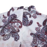 SC Printed Long Sleeve Midi Cake Dress GATE-D089A
