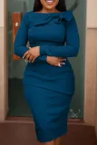 SC Solid Color Long Sleeve Patchwork Midi Dress OD-8628