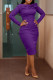 SC Solid Color Long Sleeve Patchwork Midi Dress OD-8628