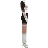 SC Color Block Long Sleeve Knit 2 Piece Pants Set XEF-39996