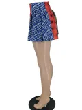 SC Casual Loose Color Block Plaid Shorts ZDF-31332