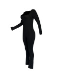 SC Long Sleeve Square Neck Flare Jumpsuit QSF-51093