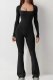 SC Long Sleeve Square Neck Flare Jumpsuit QSF-51093