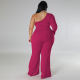 SC Plus Size Hot Drill Mesh Patchwork Single Shoulder Jumpsuit GDAM-218275