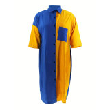 SC Plus Size Half Sleeve Contrast Color Midi Dress HNIF-DHN053