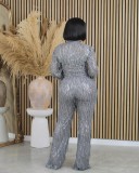 SC Tassel Sequins See-Through Shirt Pants Two Piece Set NY-3126