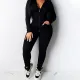 SC Casual Solid Zipper Hooded Pants Two Piece Set HNIF-9547