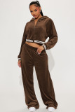 SC Fashion Rib Splicing Hoodies Two Piece Pants Set YD-8798