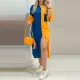 SC Plus Size Half Sleeve Contrast Color Midi Dress HNIF-DHN053