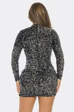 SC Sequin See-through Mesh Splicing Mini Dress NY-3103