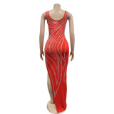 SC Sexy Sleeveless Hot Drill Split Maxi Dress BY-6790