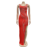 SC Sexy Sleeveless Hot Drill Split Maxi Dress BY-6790