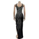 SC Sexy Sleeveless Hot Drill Split Maxi Dress BY-6790