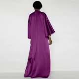 SC High Neck Loose Robe Satin Maxi Dress MUE-8039