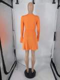 SC Solid Color Flared Sleeve Dress CQF-33220