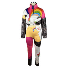 SC Print Long Sleeve Pants Two Piece Set TE-4610