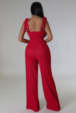 SC Sleeveless Tie Up Solid Color Jumpsuit XHXF-8669