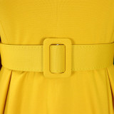 SC Long Sleeve O Neck Big Swing Midi Dress (With Waist Belt) GATE-D418