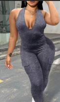 SC Sexy Backless Halter V-neck Sports Jumpsuit GYZY-8858