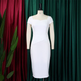 SC Short Sleeve Solid Color Midi Dress GMLF-D3195