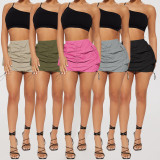 SC Sexy Solid Color Drawstring Pleated Skirt YD-005