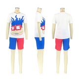 SC Cartoon Contrast Color T Shirt Two Piece Shorts Set DDF-8019