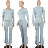 SC Fashion Solid Color Long Sleeve Two Piece Pants Set YD-012-D2
