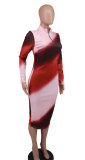SC Fashion Print Long Sleeve Midi Dress XHXF-392