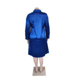 SC Plus Size Solid Color Irregular Shirt Dress QYXZ-9977